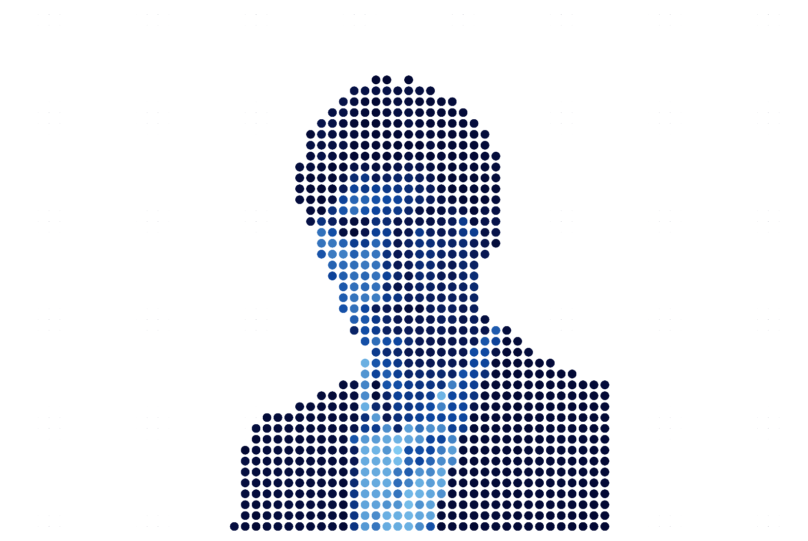 Portrait stylisé en points bleus d'Arnaud