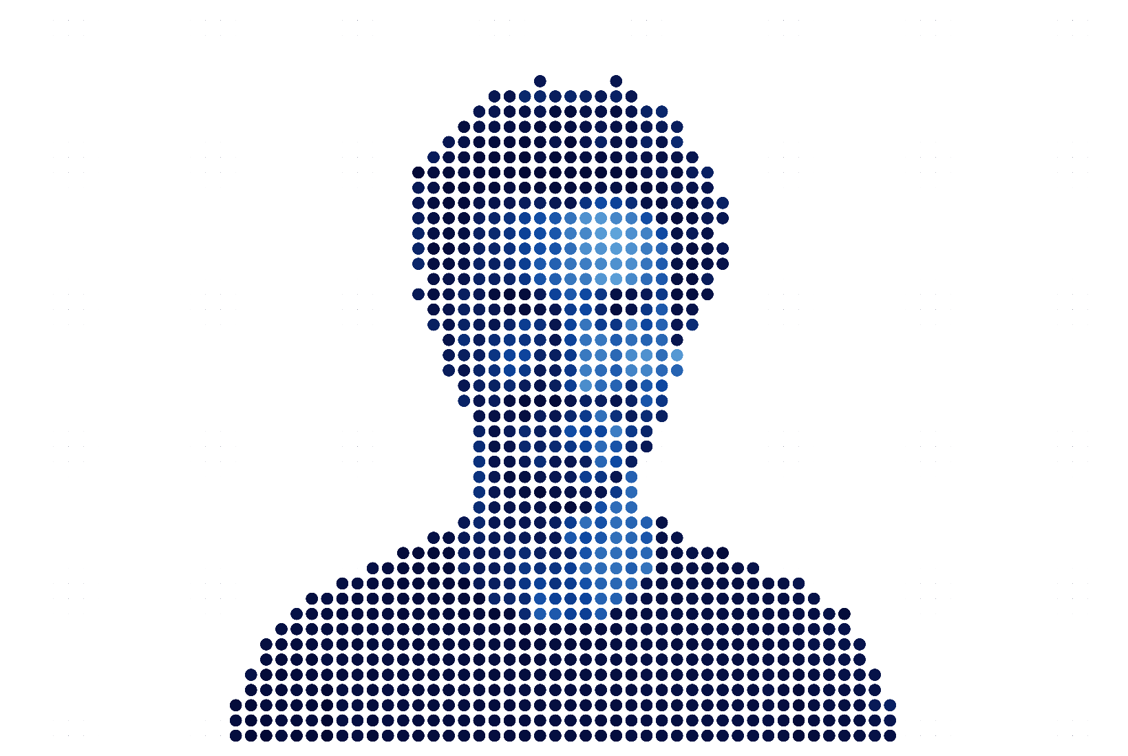 Portrait stylisé en points bleus de Mateo