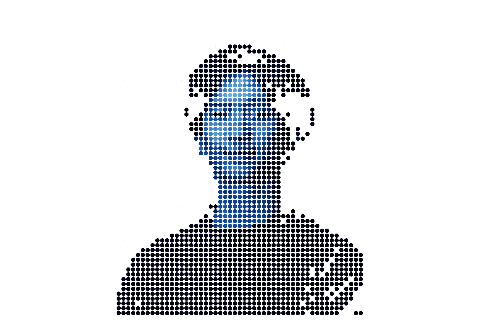 Portrait stylisé en points bleus