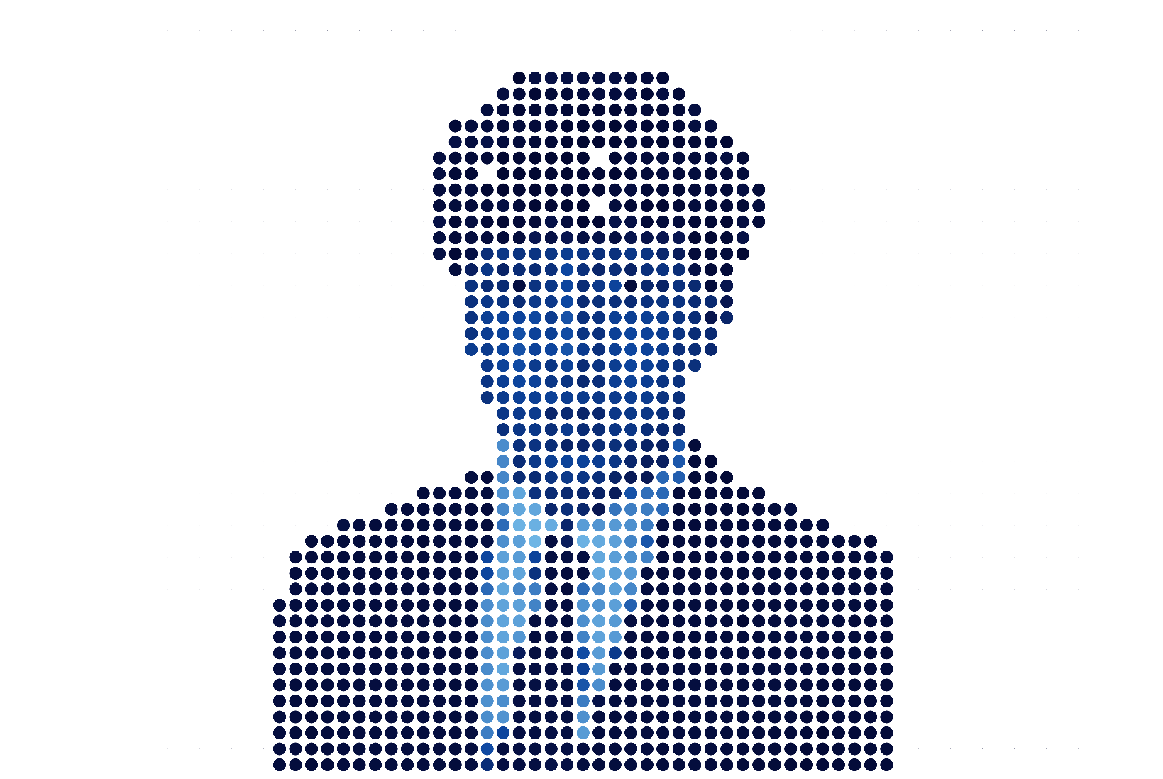 Portrait stylisé en points bleus de Rean